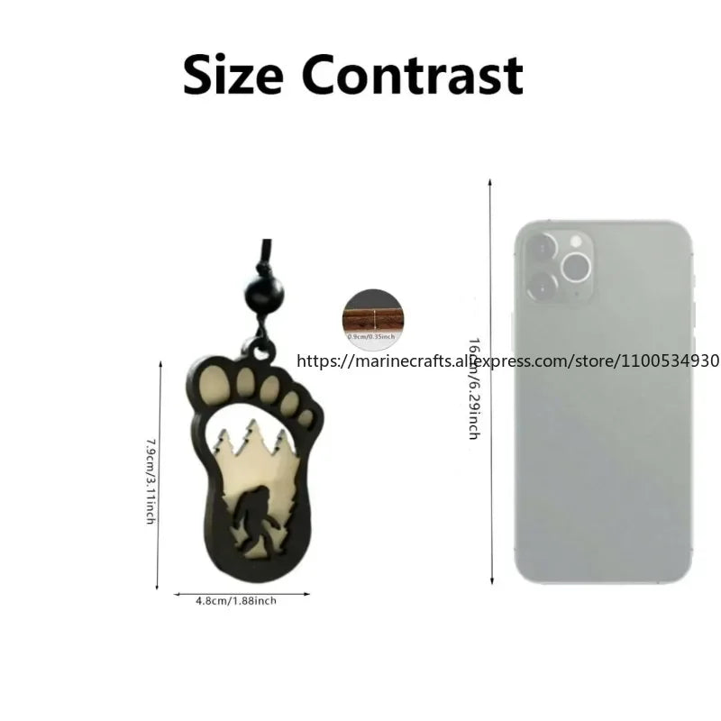 New Simple Wooden Bigfoot Ornaments Forest Savage Shape Double Wooden Crafts Car Hanging