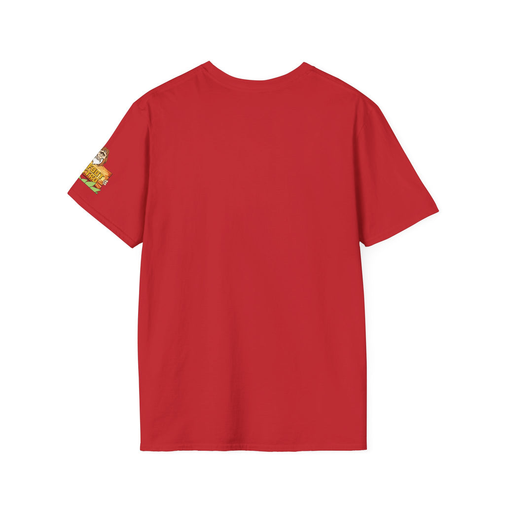 White Sleeve-Logo T-Shirt — Retro Snack Cartoon Patch Tee