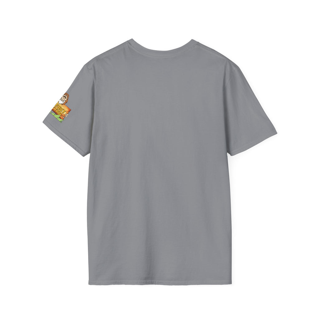 White Sleeve-Logo T-Shirt — Retro Snack Cartoon Patch Tee
