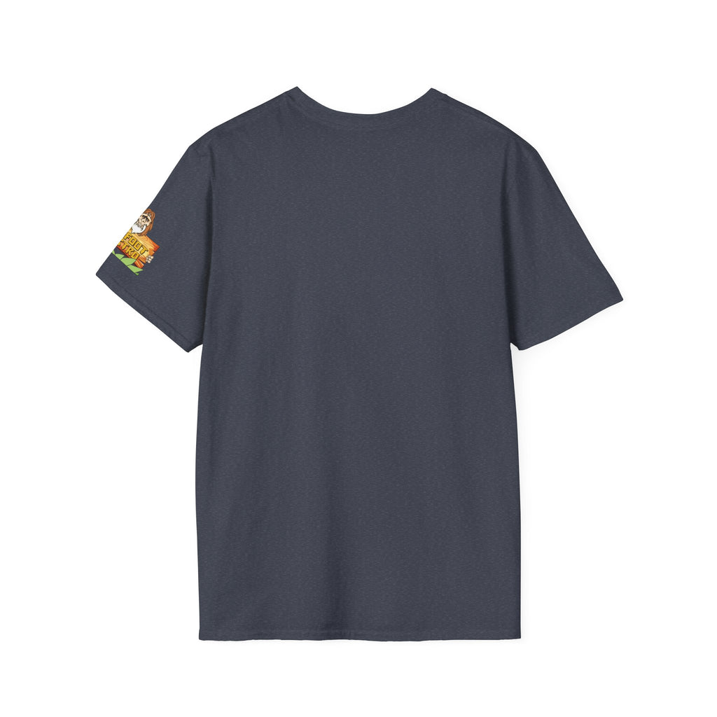 White Sleeve-Logo T-Shirt — Retro Snack Cartoon Patch Tee