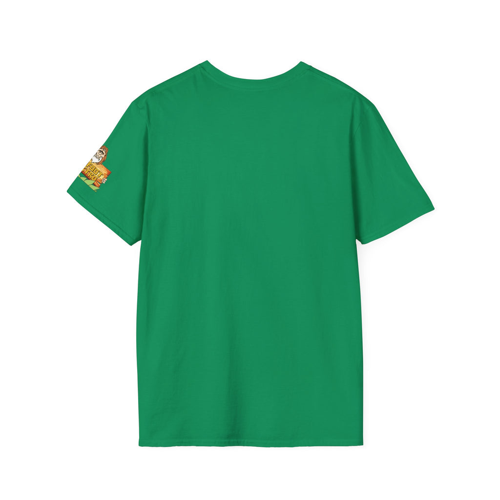White Sleeve-Logo T-Shirt — Retro Snack Cartoon Patch Tee