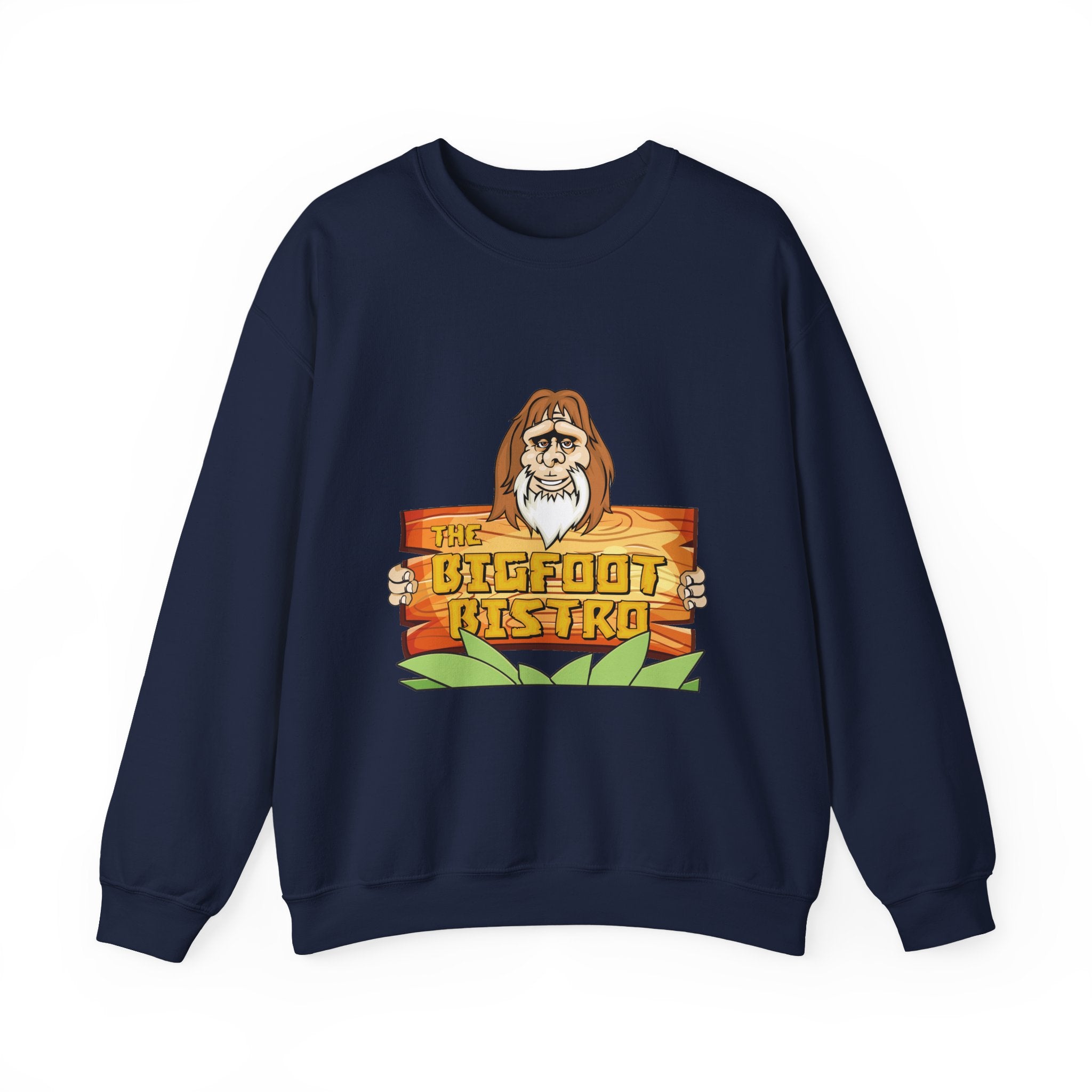 Crewneck Sweatshirt — The Bigfoot Bistro Graphic (front logo, back menu)