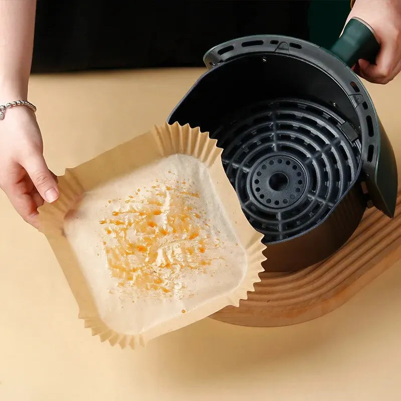Air Fryer Paper Disposable Airfrying Baking Paper Round Square Air Fryer Liners Non-Stick Air Fryer Disposable Paper 50/100pcs