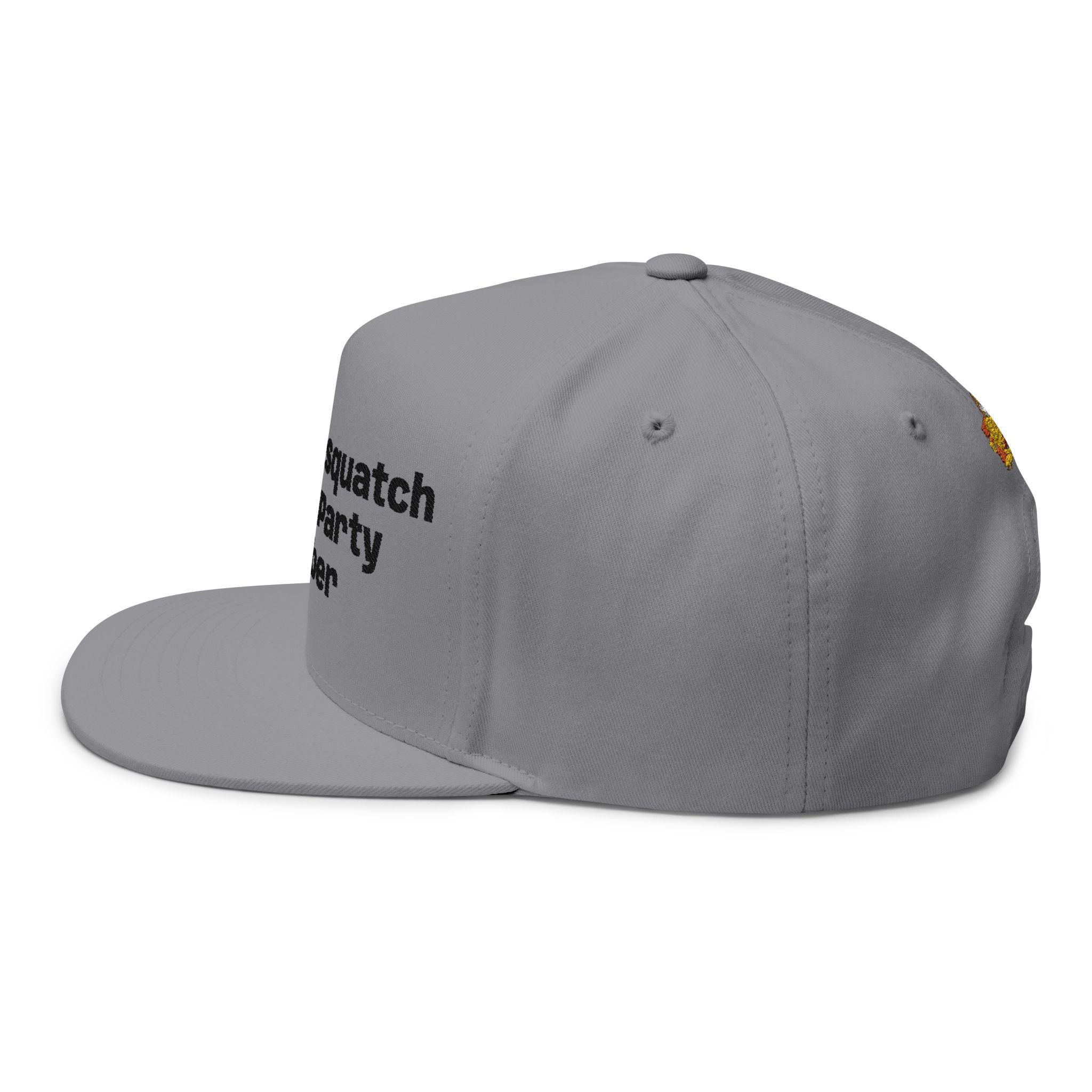 Flat Bill Cap — "Official Sasquatch Search Party Member" Embroidered Snapback