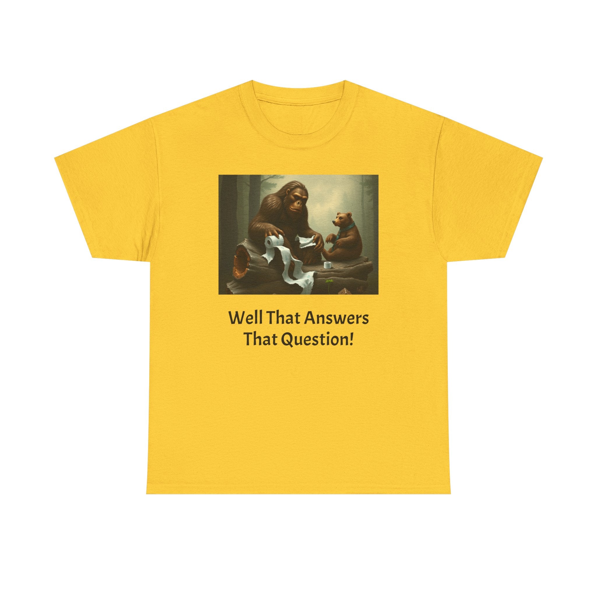 Bigfoot and Bear Vintage Art Tee — "Well That Answers That Question!"
