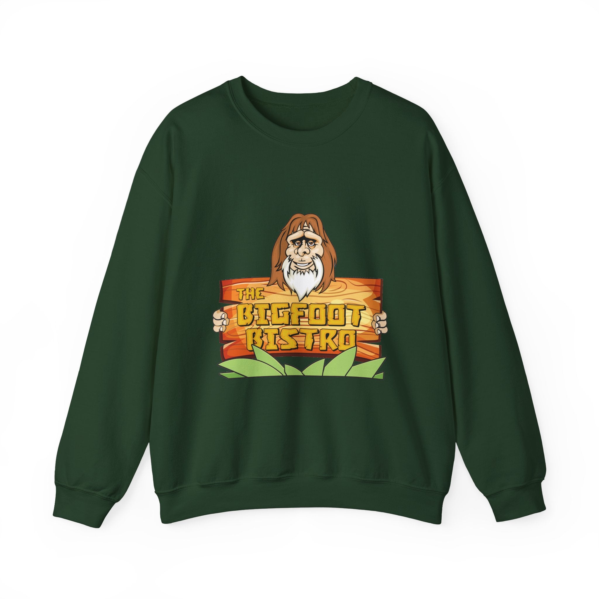 Crewneck Sweatshirt — The Bigfoot Bistro Graphic (front logo, back menu)