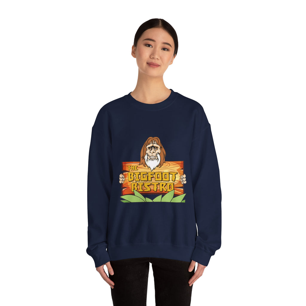 Crewneck Sweatshirt — The Bigfoot Bistro Graphic (front logo, back menu)