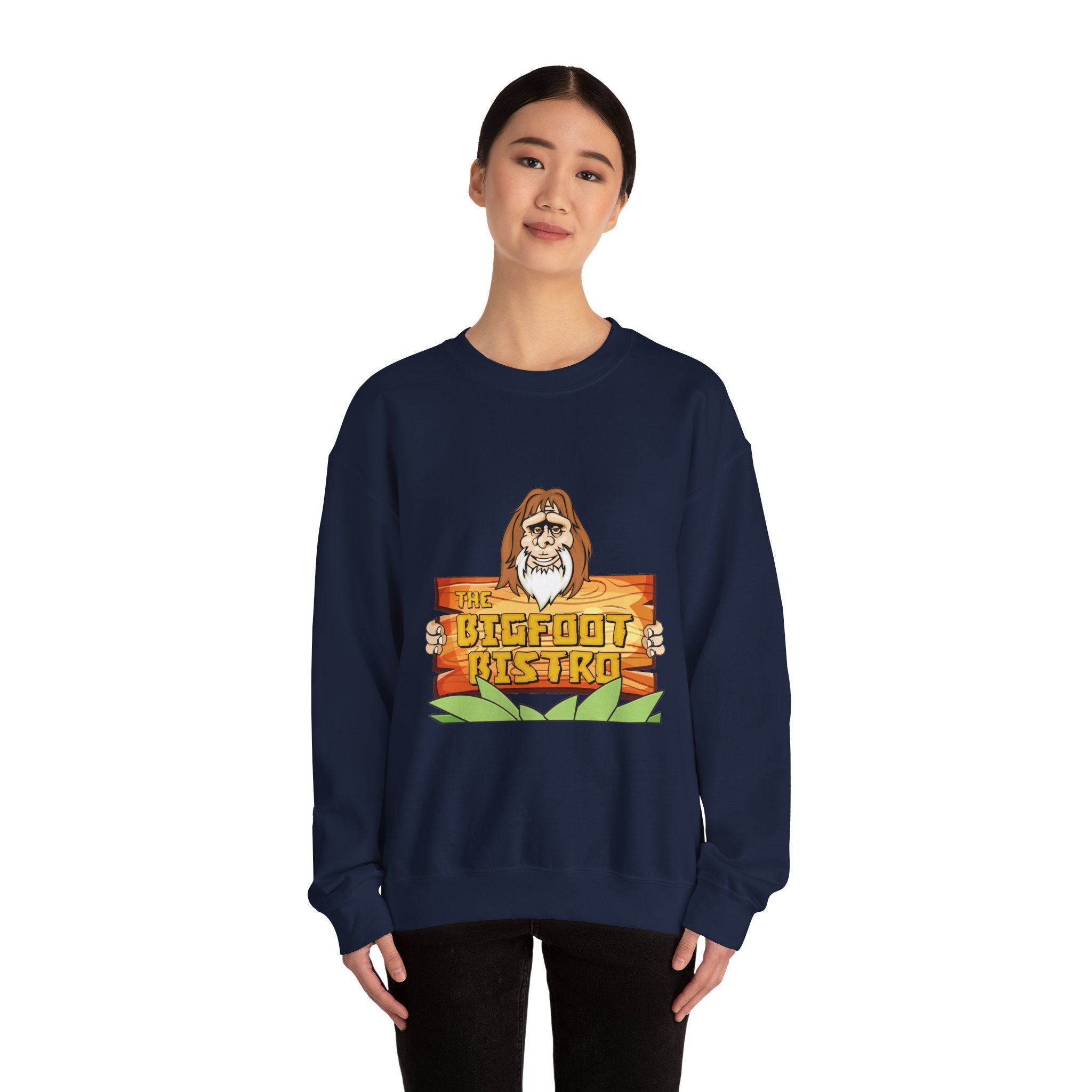 Crewneck Sweatshirt — The Bigfoot Bistro Graphic (front logo, back menu)