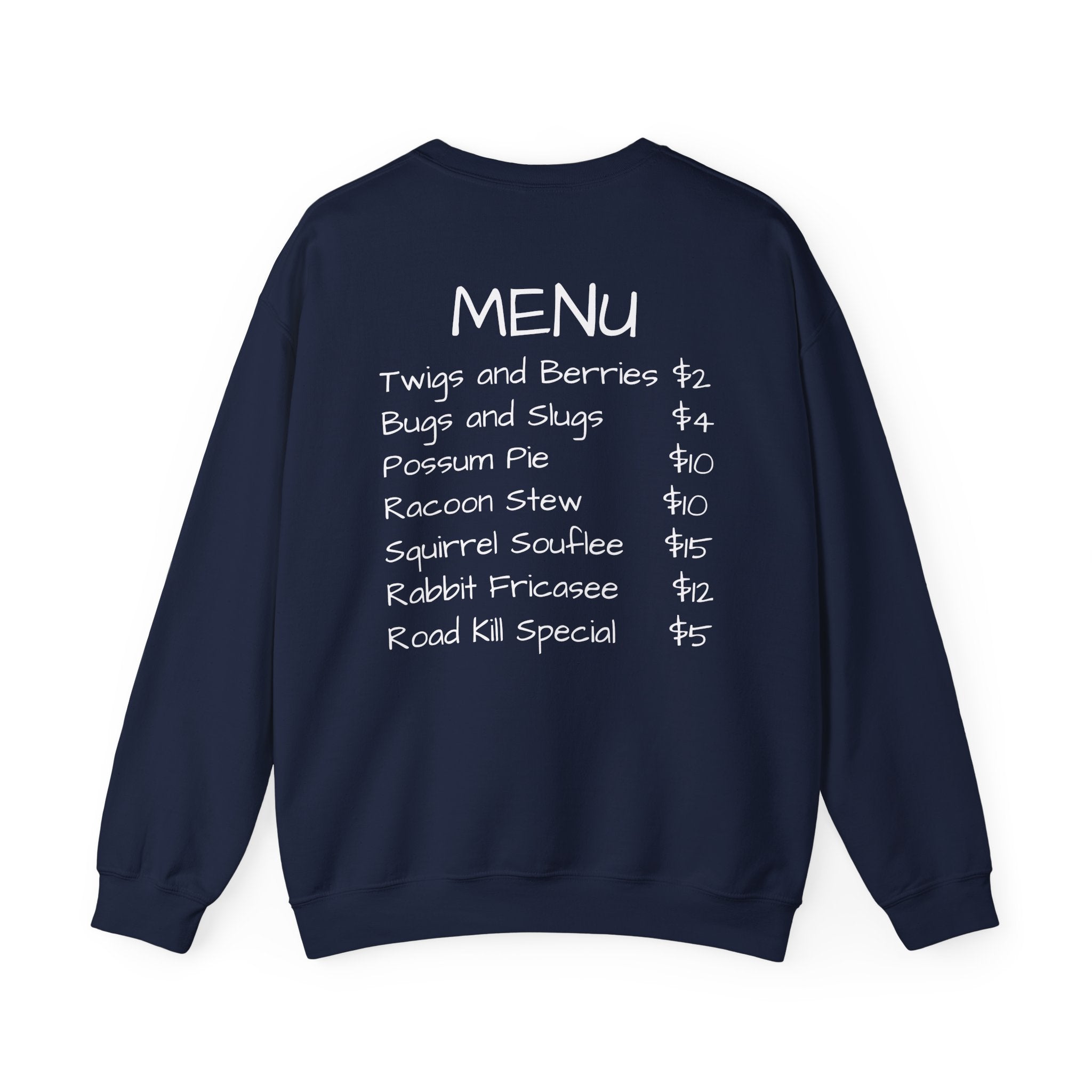 Crewneck Sweatshirt — The Bigfoot Bistro Graphic (front logo, back menu)