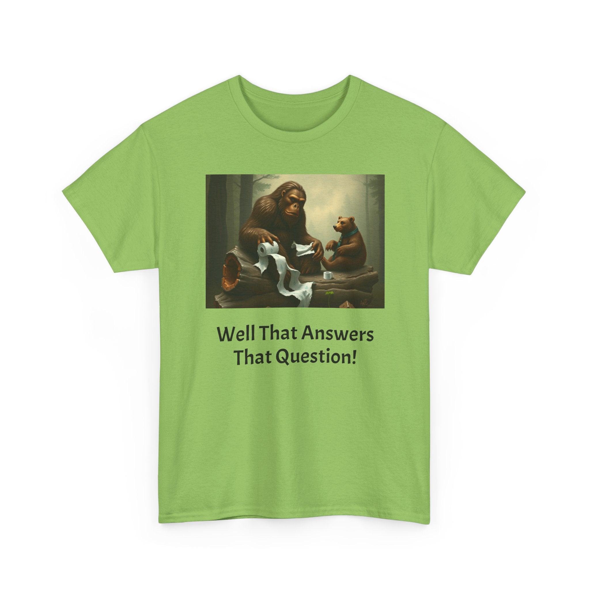 Bigfoot and Bear Vintage Art Tee — "Well That Answers That Question!"