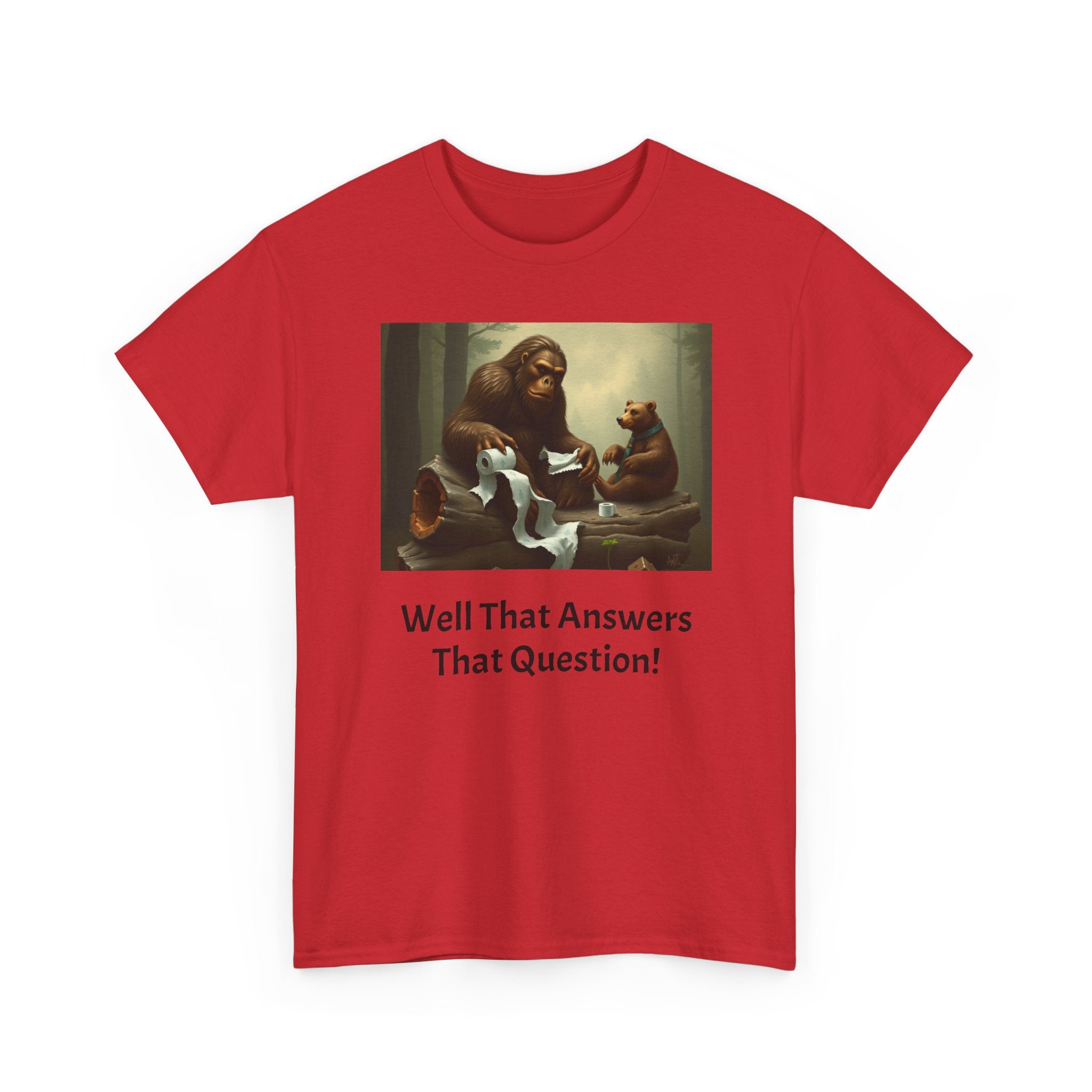Bigfoot and Bear Vintage Art Tee — "Well That Answers That Question!"