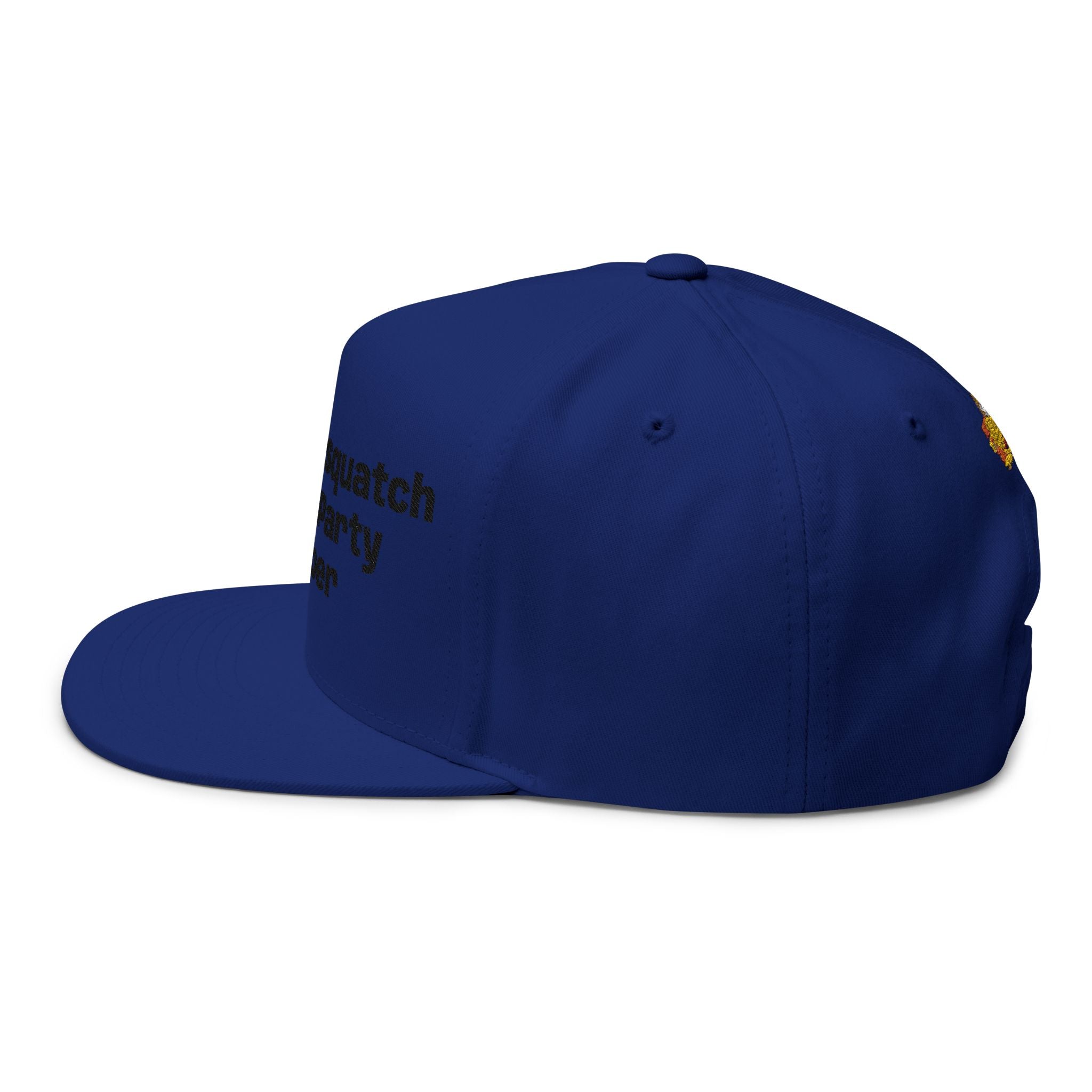 Flat Bill Cap — "Official Sasquatch Search Party Member" Embroidered Snapback