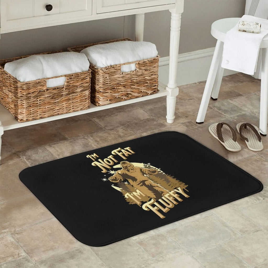 1pc "I'm Not Fat, I'm Furry" Bigfoot Anti-Slip Doormat - Humorous Bigfoot Design, Soft Polyester Flannel Home Decor Welcome Mat