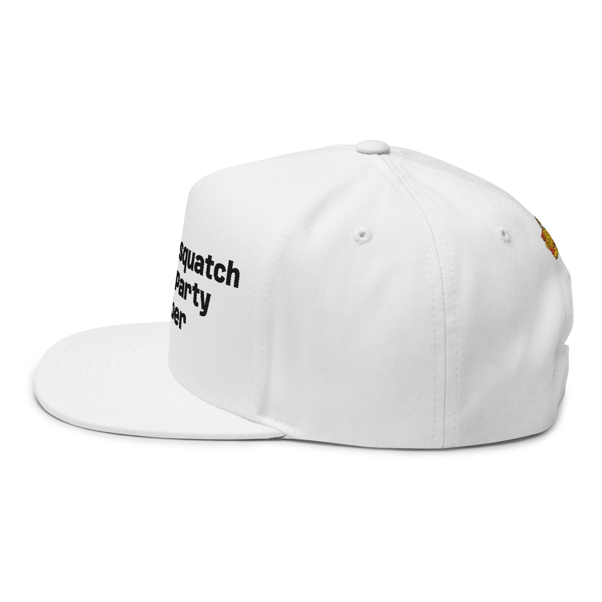 Flat Bill Cap — "Official Sasquatch Search Party Member" Embroidered Snapback