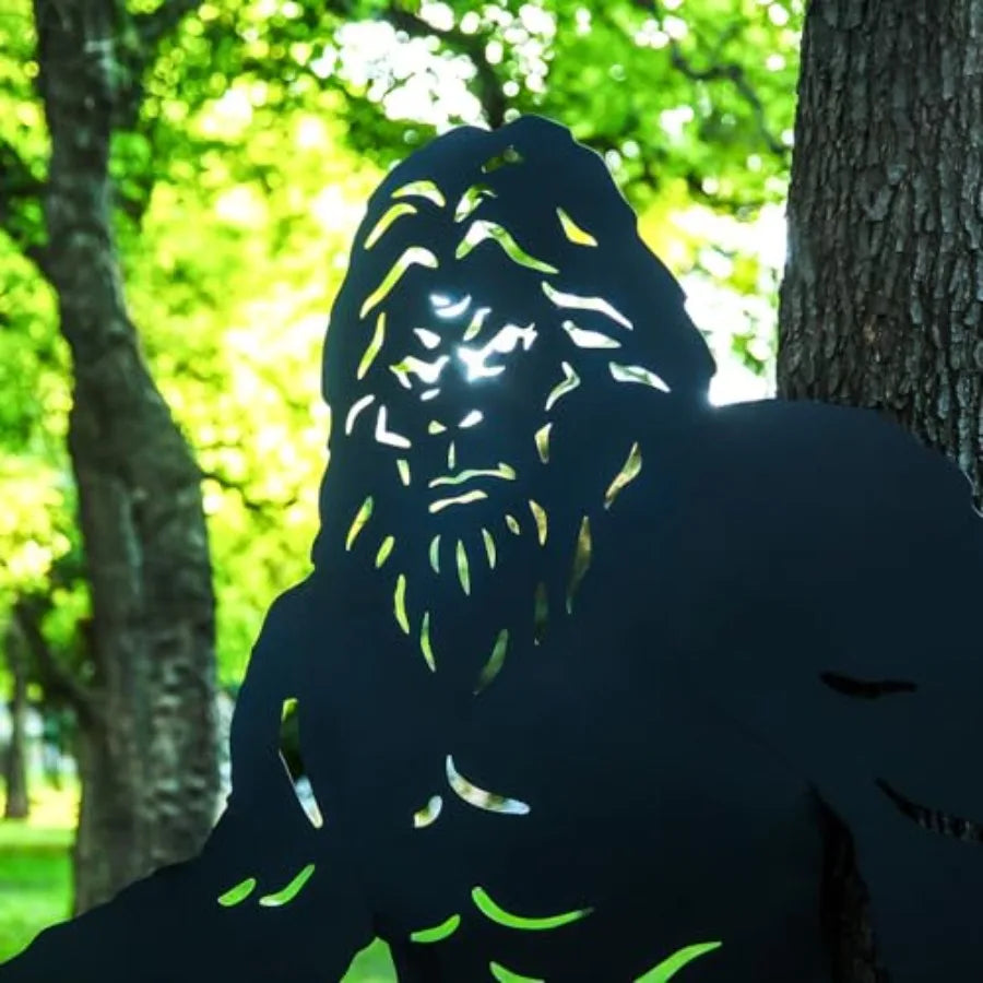 7.4ft Bigfoot Outdoor Decor Metal Big Foot Sasquatch Statue for Garden Yard Art Patio Lawn Decoration Forest Theme Black Silhou