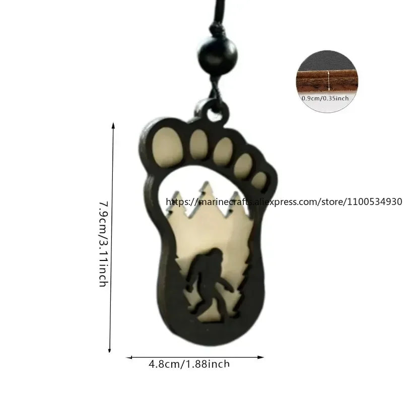 New Simple Wooden Bigfoot Ornaments Forest Savage Shape Double Wooden Crafts Car Hanging