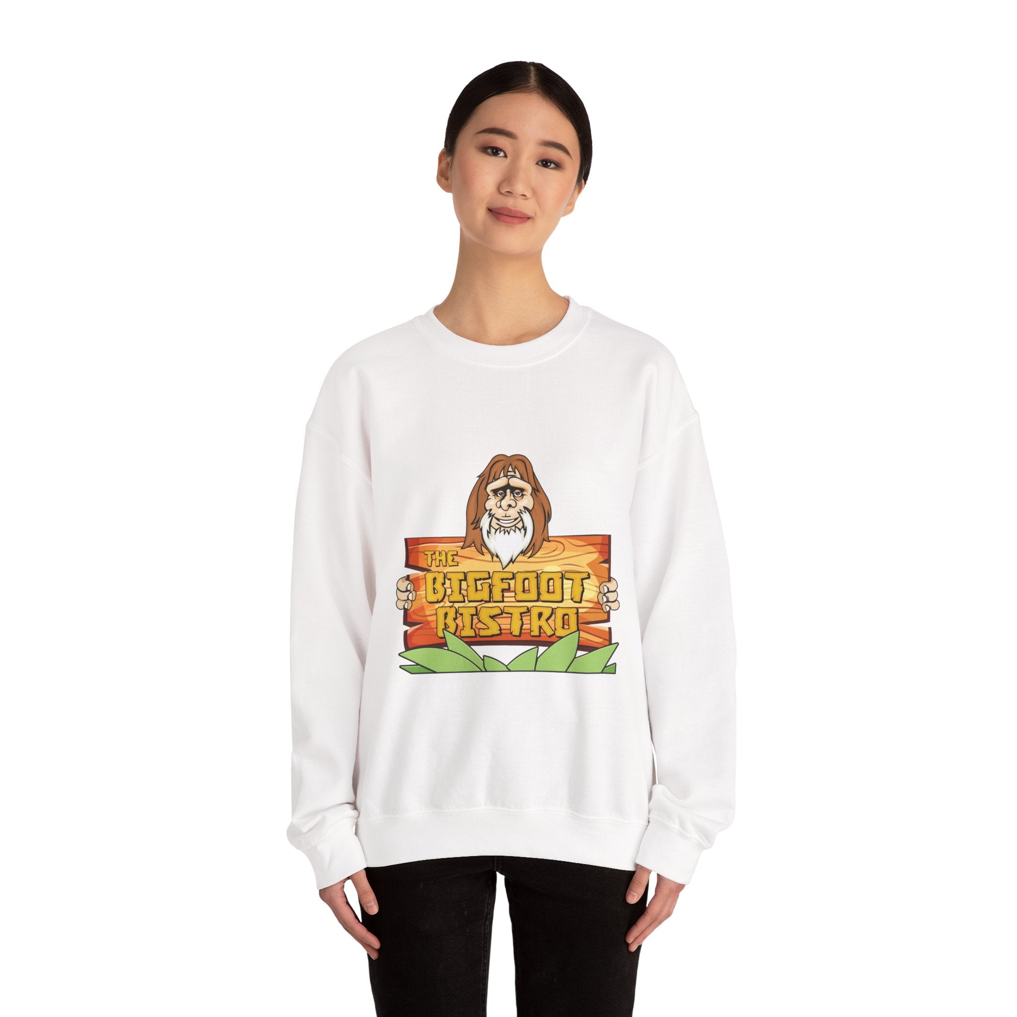 Crewneck Sweatshirt — The Bigfoot Bistro Graphic (front logo, back menu)
