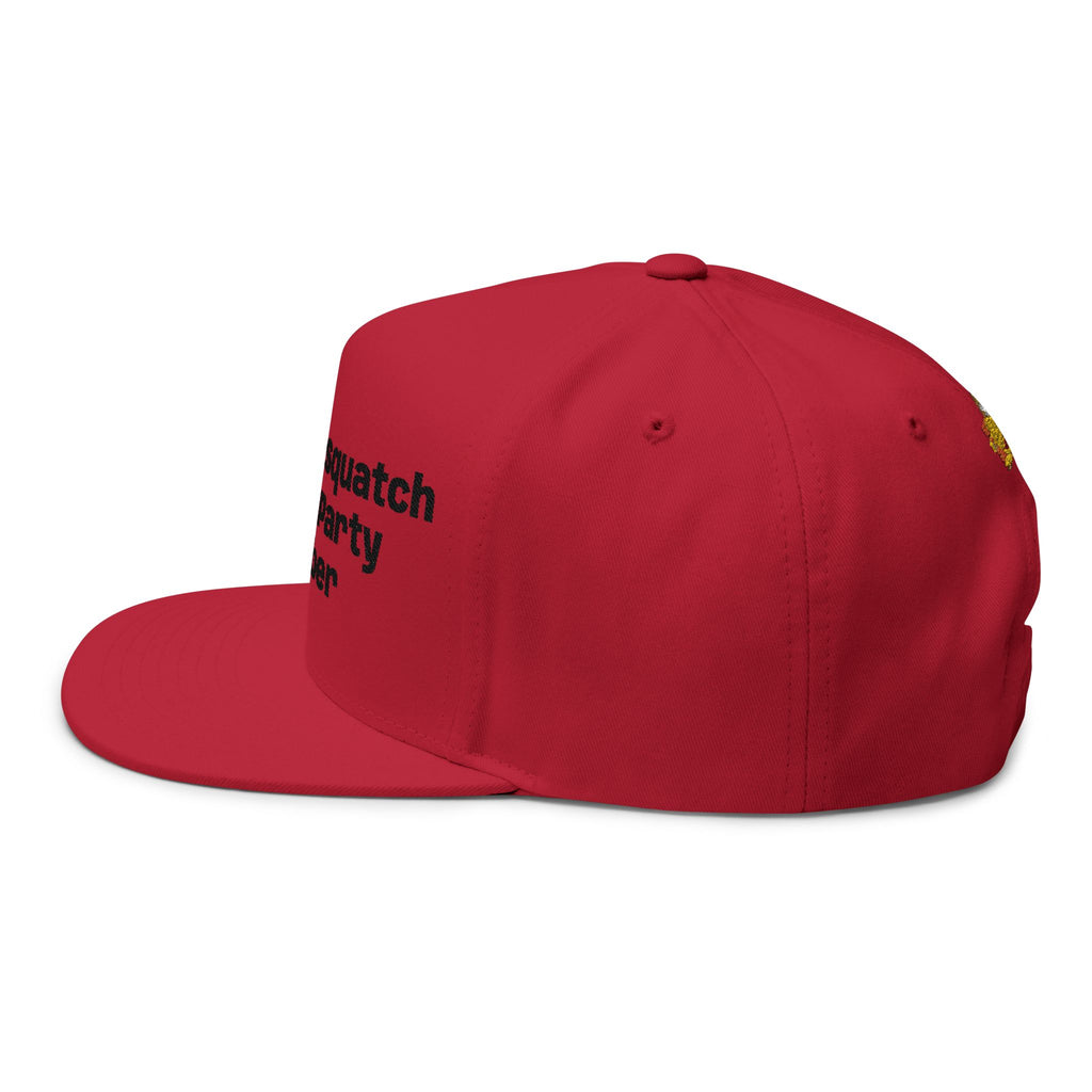 Flat Bill Cap — "Official Sasquatch Search Party Member" Embroidered Snapback