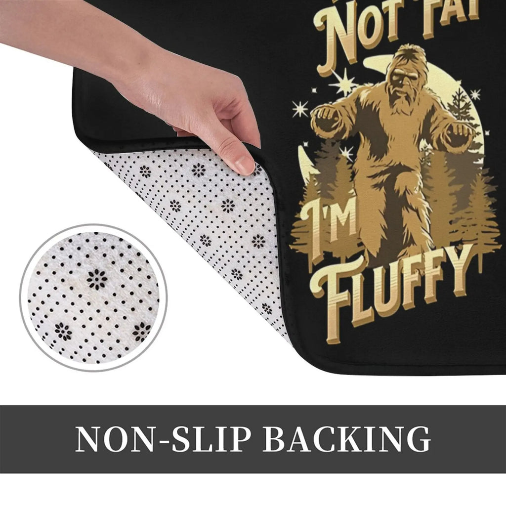 1pc "I'm Not Fat, I'm Furry" Bigfoot Anti-Slip Doormat - Humorous Bigfoot Design, Soft Polyester Flannel Home Decor Welcome Mat