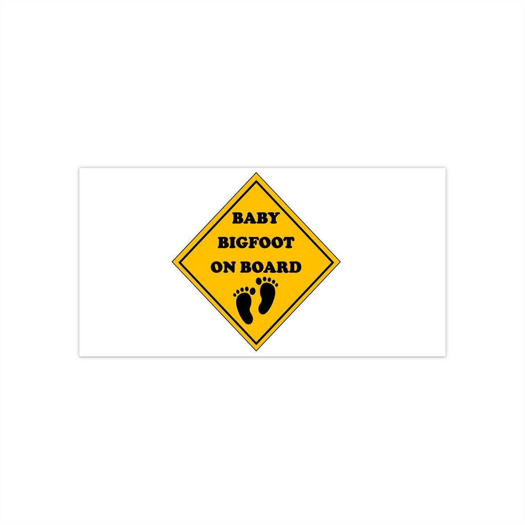 Baby Bigfoot On Board Bumper Sticker — Cute Yellow Warning Sign for Car, SUV, Van