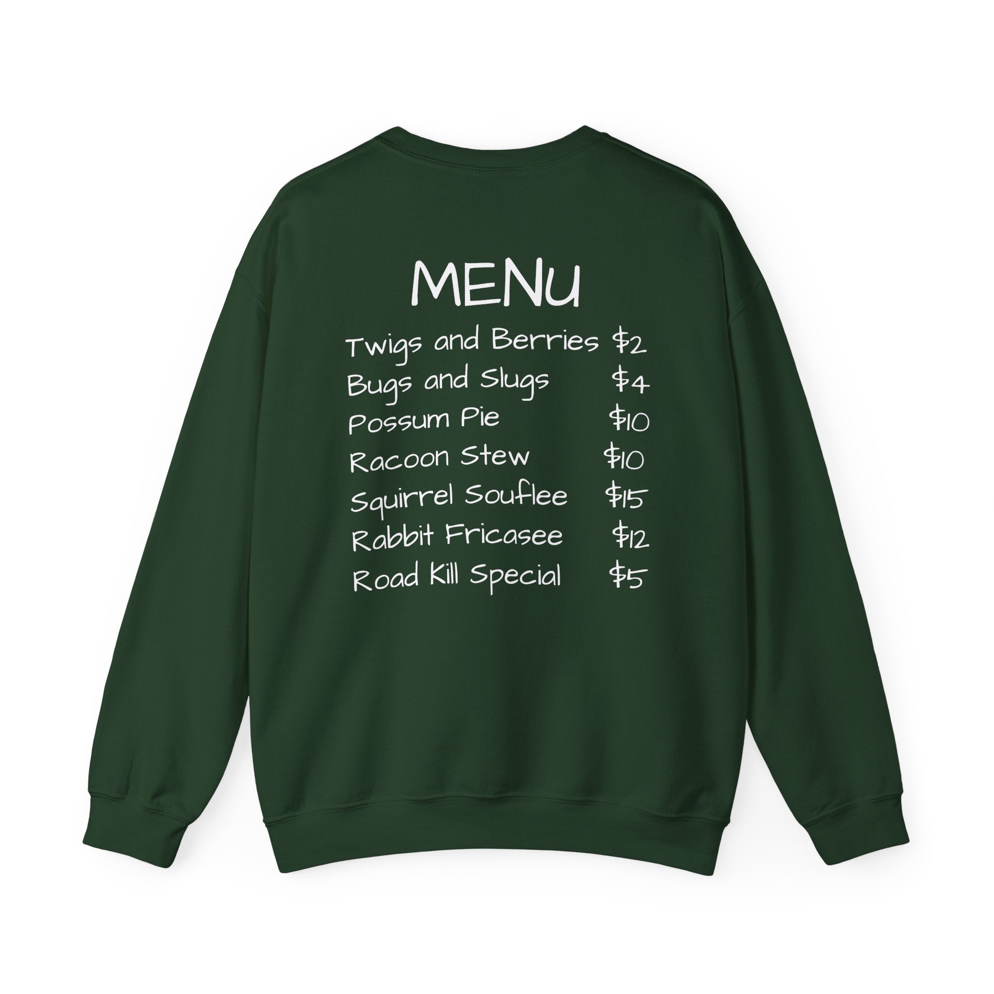 Crewneck Sweatshirt — The Bigfoot Bistro Graphic (front logo, back menu)