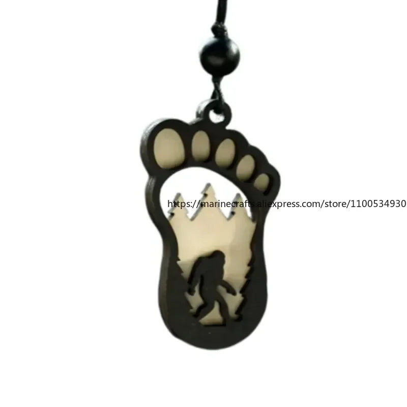 New Simple Wooden Bigfoot Ornaments Forest Savage Shape Double Wooden Crafts Car Hanging