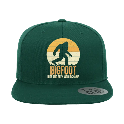 Bigfoot Hide And Seek Embroidered Flat Bill Cap
