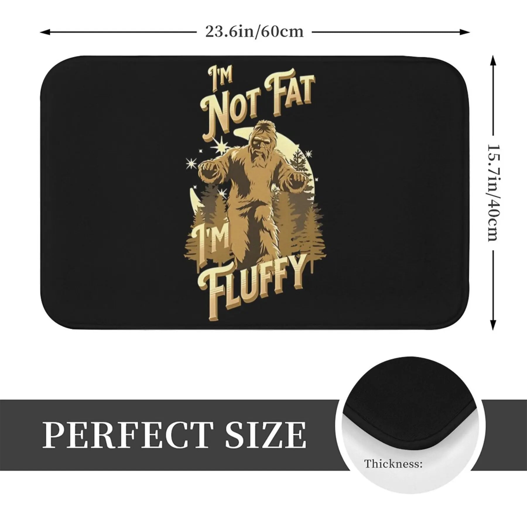 1pc "I'm Not Fat, I'm Furry" Bigfoot Anti-Slip Doormat - Humorous Bigfoot Design, Soft Polyester Flannel Home Decor Welcome Mat