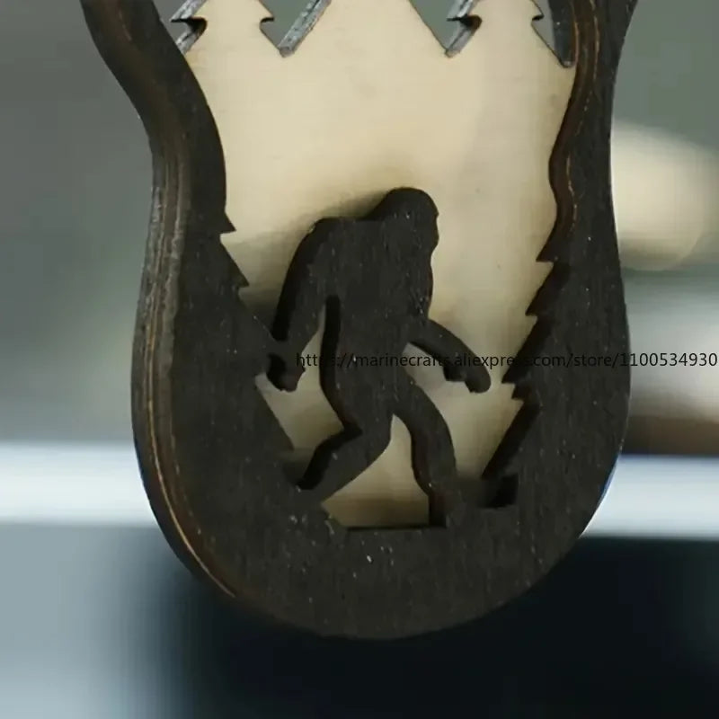 New Simple Wooden Bigfoot Ornaments Forest Savage Shape Double Wooden Crafts Car Hanging