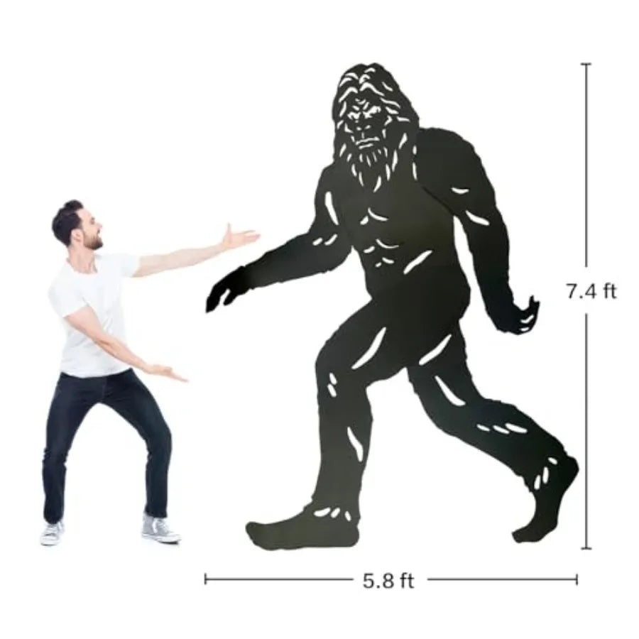 7.4ft Bigfoot Outdoor Decor Metal Big Foot Sasquatch Statue for Garden Yard Art Patio Lawn Decoration Forest Theme Black Silhou